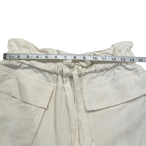 ZARA Linen Blend Cream Ruffle Shorts, Womens M, Lagenlook Coastal Boho Preppy - Picture 4 of 7